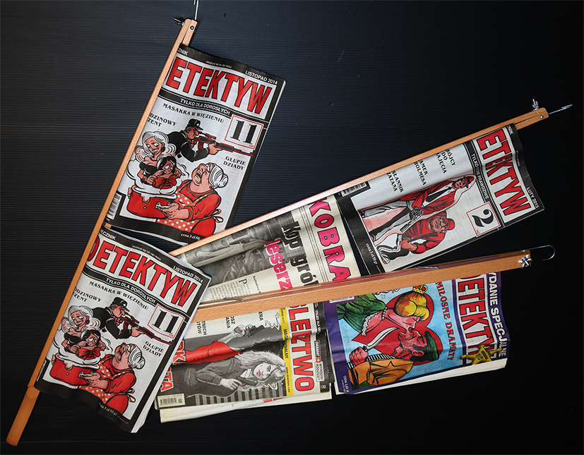 Zeitungshalter, nostalgisch, Holz, 73 cm lang